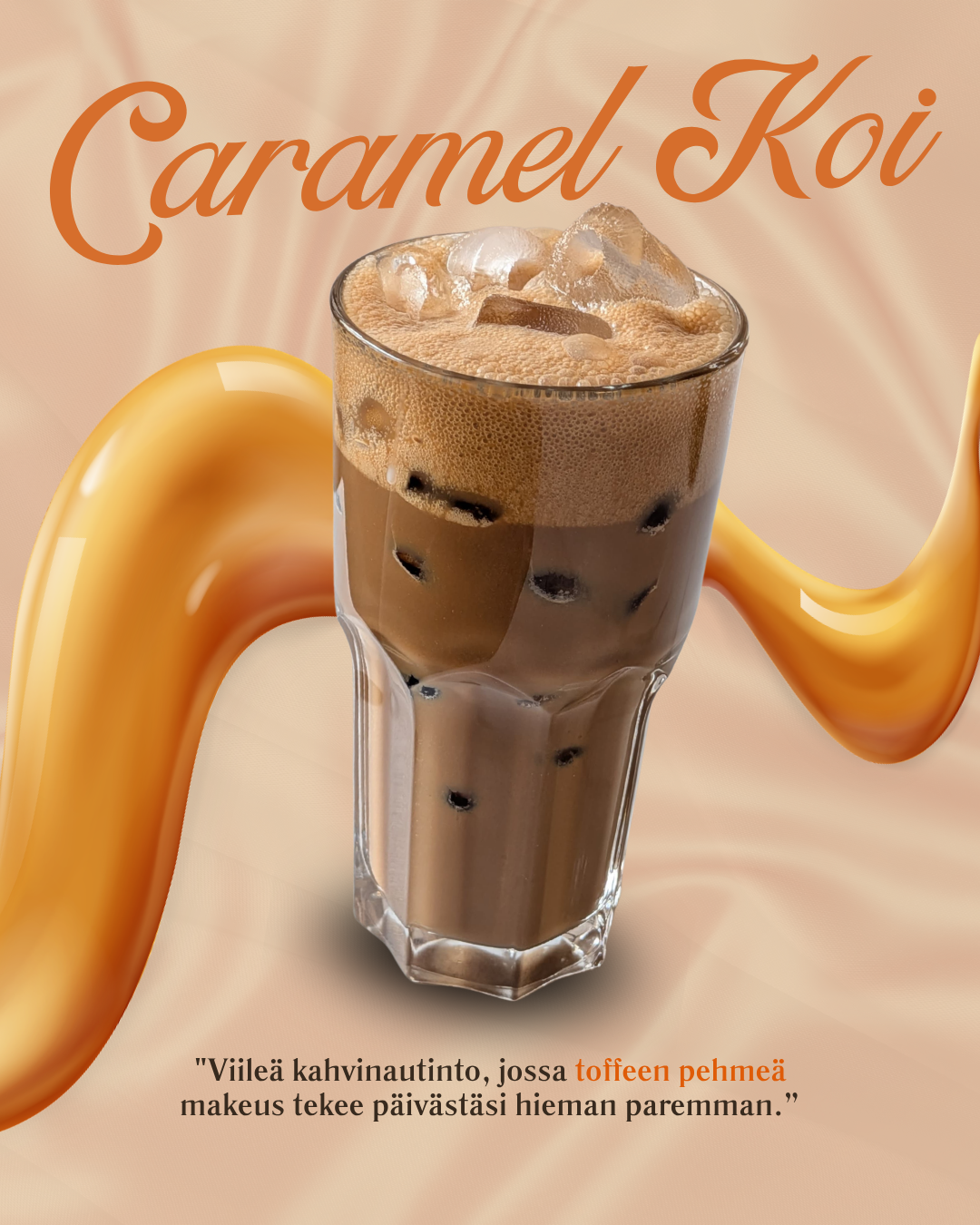 Caramel Koi erikoiskahvi kauniissa kupissa - Lounge Turku gluteeniton kahvila