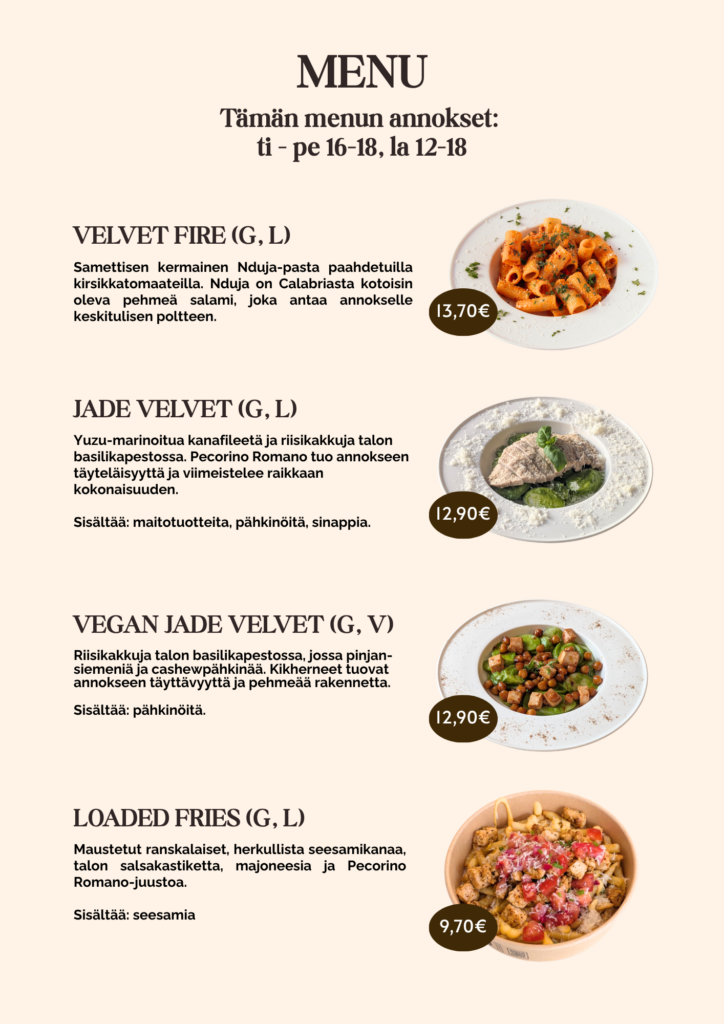 Lounge Turku menu
